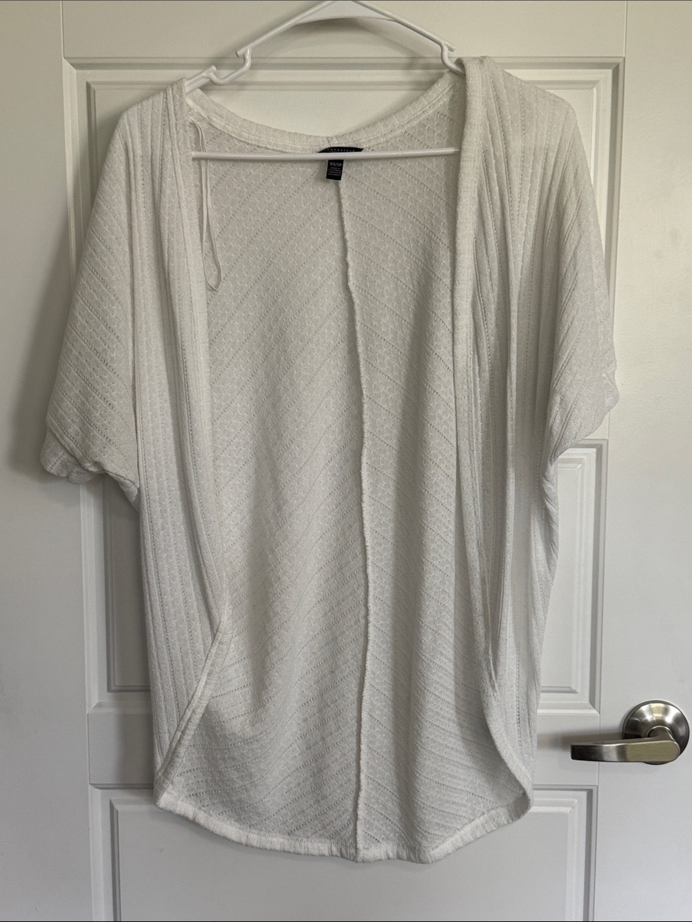 Aeropostale White Open-Front Short-Sleeve Cardigan